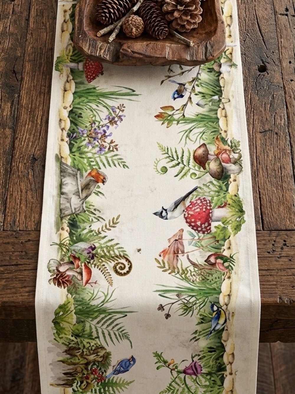 Moss & Oak Green Botanical Table Runner by